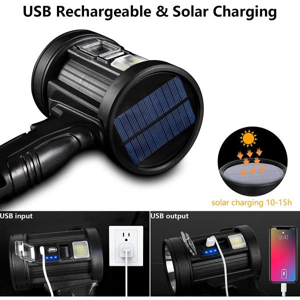 Outdoor Rechargeable Solar Powered Spotlight / Searchlight